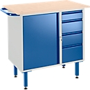 Établi avec armoire, 4 tiroirs et pieds ajustables