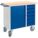 Établi avec armoire, 6 tiroirs et 2 roues directionnelles/2 roues fixes