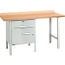 Etabli combiné Schäfer Shop Select PWi 150-2, plateau en hêtre multiplex, jusqu'à 750 kg, L 1500 x P 700 x H 840 mm, gris clair