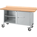 Etabli mobile Schäfer Shop Select PWi 150-1, plateau en hêtre multiplex, jusqu'à 400 kg, L 1500 x P 700 x H 840 mm, aluminium blanc