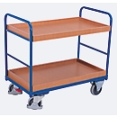 Etagenwagen, Stahl/MDF-Platte, Enzianblau/Buche-Dekor, 2 Etagen, 815 x 455 mm, EasySTOP, bis 250 kg