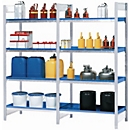 Étagère supplémentaire RWW 1064 pour les rayonnages pour produits dangereux asecos RWW 1064, L 1010 x P 640 x H 2000 mm, avec 4 étagères de 30 l en acier peint