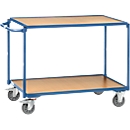Etagewagen, licht, 2 etages, L 850 x B 500 mm, tot 300 kg, staal/hout, blauw