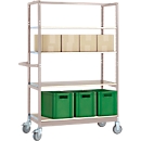 Etagewagen VARIMOBIL, plaatstaal, 4 in hoogte verstelbare houten legborden, tot 250 kg, diepte 500 mm