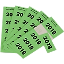 Etiketten jaartal "2019" groen, sticker, 100 stuks voor bedrukken en sortering