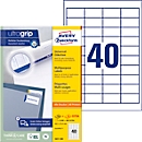 Etiquetas Avery® Zweckform 3657-200, A4, universal, adhesivo permanente, ultragrip, apto para impresora, papel FSC®, rectangular, blanco, 8800 unidades en 220 hojas