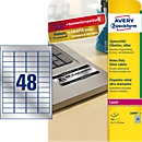 Étiquettes métal AVERY® Zweckform, rectangulaire, pour toutes les imprimantes laser noir et blanc, 45,7 x 21,2 mm, argenté