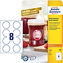 Étiquettes multifonctionnelles adhésives AVERY® Zweckform, vierge, Ø 65 mm, rond, pour toutes les imprimantes, blanc