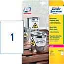 Étiquettes polyéthylène ultra-résistantes L4775-20 Avery Zweckform, A4, 20 étiquettes multifonctionnelles, blanc