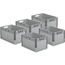Euro Box ELB 6320 - polypropyleen - B 600 x D 400 x H 320 mm - inhoud 64 l - grijs - 5 stuks