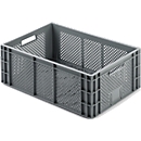 Euro Box groente- en fruitkist, voedselveilig, inhoud 47,9 L, opengewerkte versie, grijs