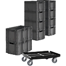 Euro Box Serie LTF 6320, PP, L 600 x B 400 x H 320 mm, 62,7 l, bis 30 kg, 10 Stück + gratis Kunststoff-Rollrahmen