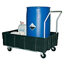 EURO Sump Tray 250/2 CEMO, polyethyleen, verrijdbaar, met zwenk- en bokwielen, met goedkeuring, met stalen onderstel, zonder rooster