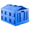 Eurobox plegable FK 8450, L 800 x W 600 x H 450 mm, 173 l, con tapa, azul