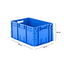 Eurobox serie LTF 6280, gemaakt van PP, inhoud 53,8 liter, geperforeerd handvat, blauw