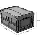 Euronorm plooibox 4322 DL, met deksel, voor magazijngebruik en meervoudig transport, inhoud 19 l, grijs