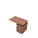 Extension table with pedestal X-TIME-WORK, side walls, rectangular, W 1000 x D 600 x H 730 mm, Canaletto walnut finish/white