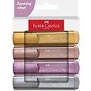 Faber-Castell TL 46 Metallic markeerstift, 3 lijndikten: 1/2/5 mm, wateroplosbare inkt, in doosje van 4, geassorteerde kleuren: goud, zilver, robijn en roos
