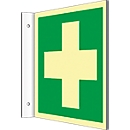 Fahnenschild mit Erste Hilfe-Symbol