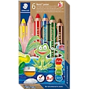 Farbstift Staedtler Buddy, 3 in 1, Kartonetui, 6 sortierte Farben + Spitzer