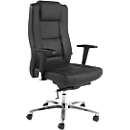 Fauteuil de direction Topstar Sitness Director, avec accoudoirs, mécanisme synchronisé 3D, siège plat, cuir véritable, noir
