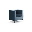 Fauteuil Leyform, L 720 x P 600 x H 730 mm, revêtement en tissu bicolore et bois multicouche, bleu foncé/bleu clair