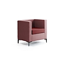 Fauteuil Leyform, L 720 x P 600 x H 730 mm, revêtement en tissu bicolore et bois multicouche, rouge foncé/rouge clair