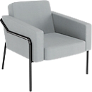 Fauteuil meet by Paperflow MEDSO Klassik L, rembourré, assise interchangeable, L 750 x P 743 x H 736 mm, tissu et acier, gris/noir mat