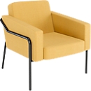 Fauteuil meet by Paperflow MEDSO Klassik L, rembourré, assise interchangeable, L 750 x P 743 x H 736 mm, tissu et acier, jaune/noir mat