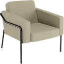 Fauteuil meet by Paperflow MEDSO Klassik L, rembourré, assise interchangeable, L 750 x P 743 x H 736 mm, tissu et acier, vert/noir mat