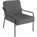 Fauteuil meet by Paperflow MEDSO Klassik M, rembourré, assise interchangeable, L 580 x P 743 x H 736 mm, tissu et acier, anthracite/noir mat