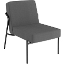 Fauteuil meet by Paperflow MEDSO Klassik S, rembourré, assise interchangeable, L 580 x P 743 x H 736 mm, tissu et acier, anthracite/noir mat
