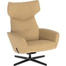 Fauteuil pivotant Otuli de Nowy Styl, avec accoudoirs, fonction bascule, L 510 x P 525 x H 455 mm, revêtement en polyester/aluminium, doré laiton/noir