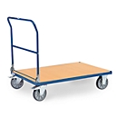 fetra® Chariot pliant, plateau en bois composite, 2 roues pivotantes et 2 fixes, 1200 x 800 mm