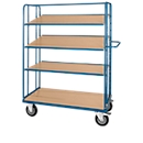 Fetra Etagewagen met 4 legborden, B 1430 x D 620 x H 1800 mm, draagvermogen 500 kg, briljantblauw RAL 5007