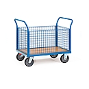 fetra Mesh Four-Wall Trolley, avec Total Stop, acier, bleu, L 1030 x L 509 x H 958 mm, jusqu'à 500 kg