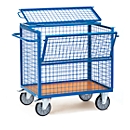 fetra Wire Box Trolley, acier, bleu, avec couvercle, L 1200 x L 800 x H 806 mm, jusqu'à 600 kg