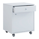 Filing cabinet on castors, 1 drawer and 1 compartment with door, W 450 x D 380 x H 540 mm, white chipboard with imitation wood structure, W 450 x D 380 x H 540 mm, white chipboard with imitation wood structure