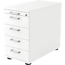 Fixed file cabinet TARVIS, 1 pull-out tray for utensils, lockable, 4 drawers, W 428 x D 800 x H 720-760 mm, white