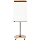 Flipchart Rocada Natural Mobil, tableau en acier, cadre imitation bois, avec roulettes