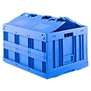Foldable Eurobox FK 8450, L 800 x W 600 x H 450 mm, 173 l, with lid, blue