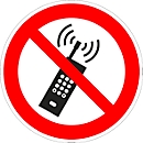 Folie "Eingeschaltete Mobiltelefone verboten", 5 Stück