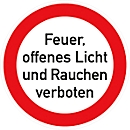 Folie "Feuer, offenes Licht und Rauchen verboten", 5 Stück