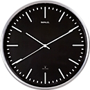 Funk Wanduhr Maul MAULfly, schwarz, rund, für Innenräume ∅ 300 mm, Auto-Zeitumstellung, Kunststoff & Glas mit Batterie