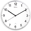 Funk Wanduhr Maul MAULsprint, rund, für Innenräume, arabische Zahlen, Minuten & Stundeneinheiten, ∅ 305 mm, Kunststoff & Mineralglas, weiß-weiß-schwarz, inkl. Batterie