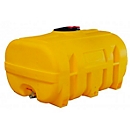Fût en PE, en forme de boîte, polyéthylène, raccord IC 2", dôme avec couvercle à charnière ø 380 mm, avec chicane, jaune, L 900 x P 1200 x H 900 mm, 600 l