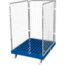 Gaascontainer 3-zijdig, 1020 bruikbare hoogte op kunststof rolcontainer, gentiaanblauw RAL5010