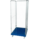 Gaascontainer 3-zijdig, 1600 bruikbare hoogte op kunststof rolcontainer, gentiaanblauw RAL 5010