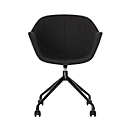 Gant kuipstoel, B 620 x D 575 x H 850 mm, 360° draaibaar, wielen, gestoffeerd, polypropeen & gelakt staal, antistatisch/zwart