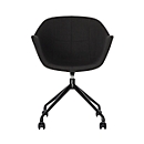 Gant shell stoel, B 620 x D 575 x H 850 mm, 360° draaibaar, wielen, gestoffeerd, polypropyleen & gelakt staal, antistatisch/zwart